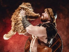 viking warrior with cat