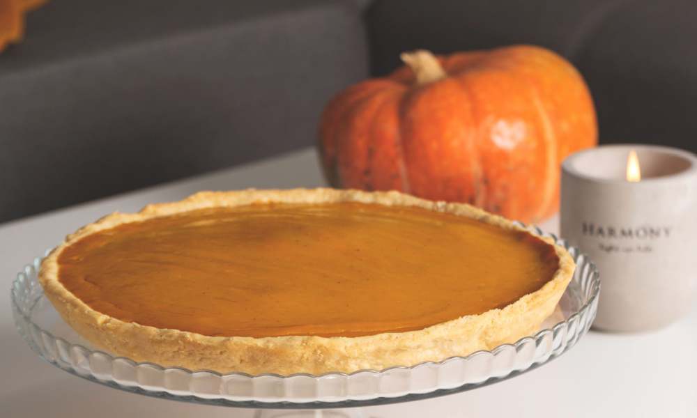 pumpkin pie on table